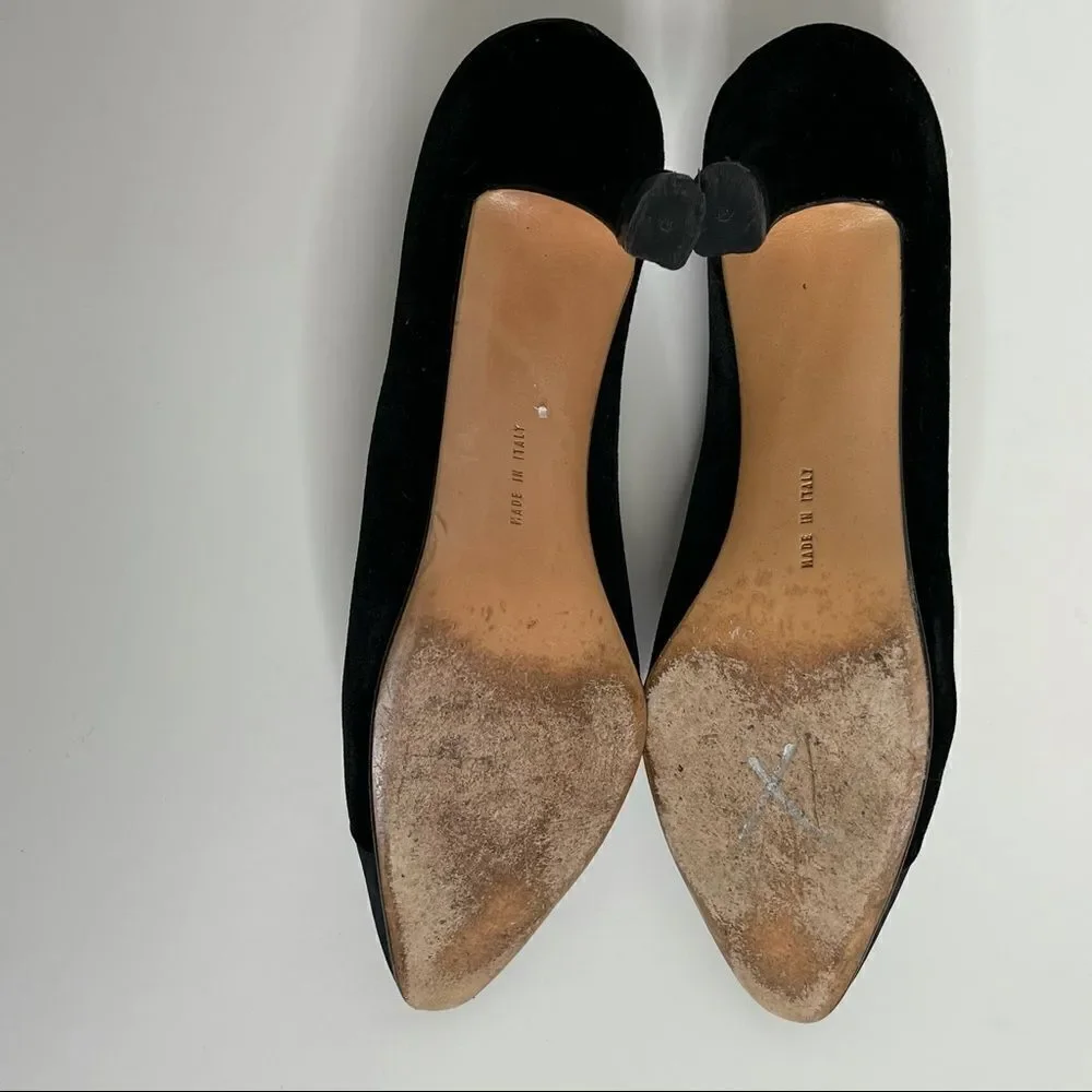 Salvatore Ferragamo Kitten Heel Cap Toe Black Pumps Size 7AA